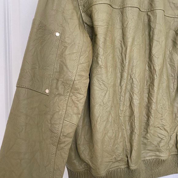 NWT Michael Kors Leather Jacket Olive Green - Picture 5 of 15